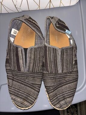 Toms womens Slip-On in Black and Gray Stripes